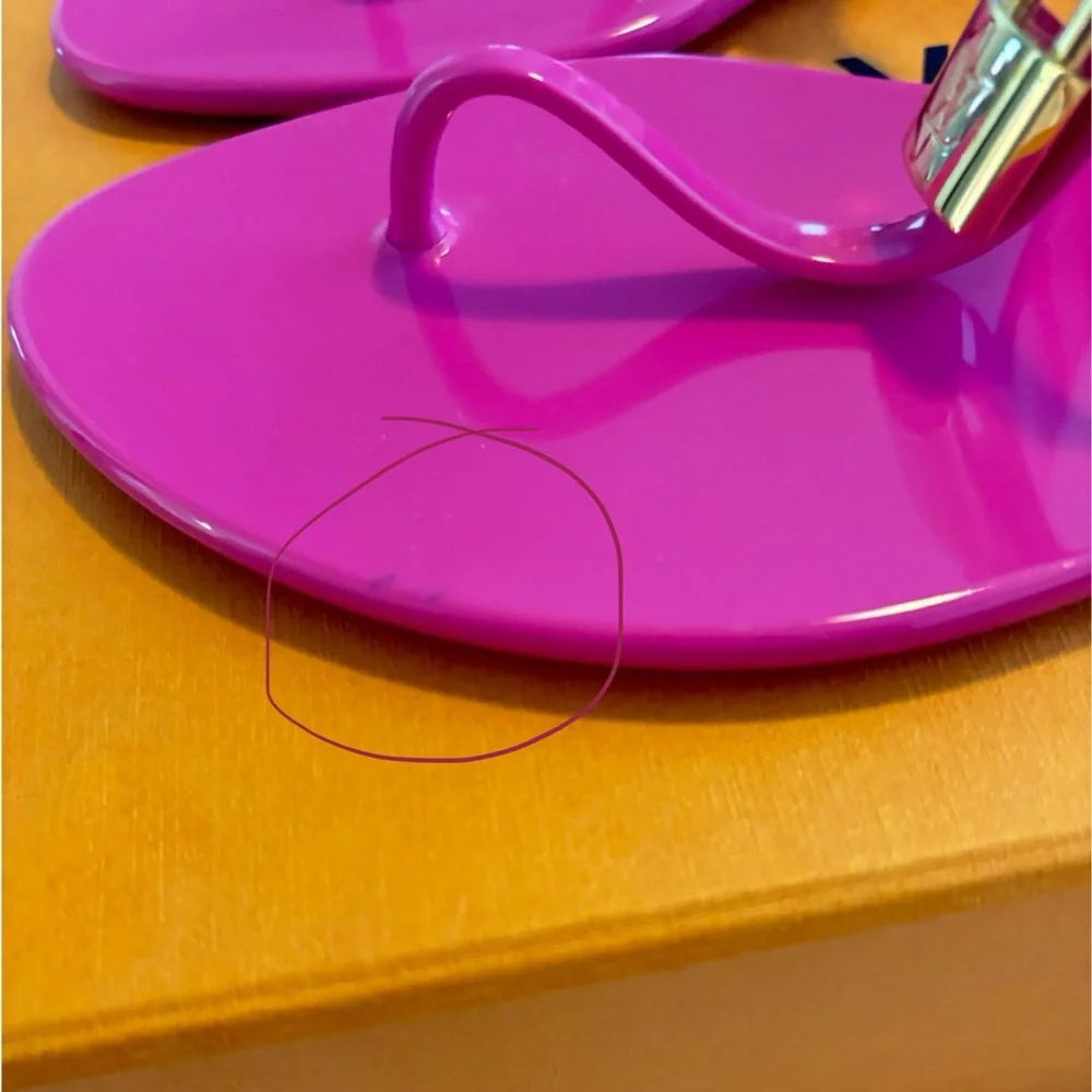 NWT • Louis Vuitton • Bikini Flat Sandals • Fuchsia • Size 37 EU • Never Worn - Picture 8 of 9